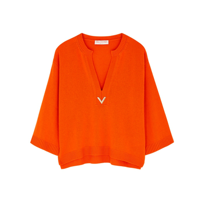 Shop Valentino Vgold Orange Cashmere Jumper