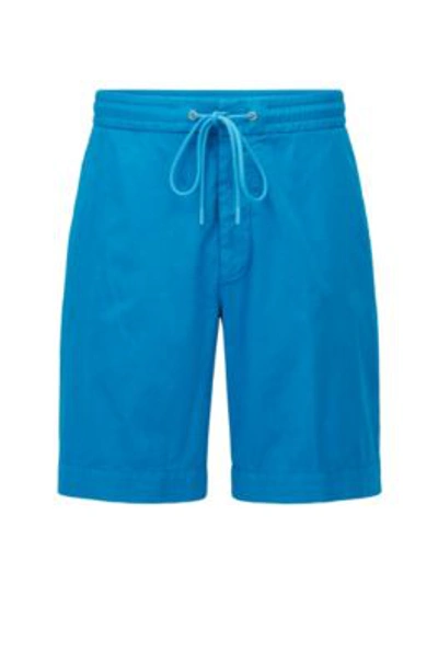 Shop Hugo Boss Slim-fit Shorts In Paper-touch Stretch Cotton In Blue