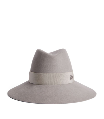 Shop Maison Michel Wool Felt Fedora Hat In Grey