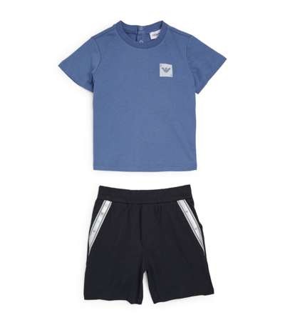 Shop Emporio Armani Cotton T-shirt And Shorts Set (6-36 Months) In Grey