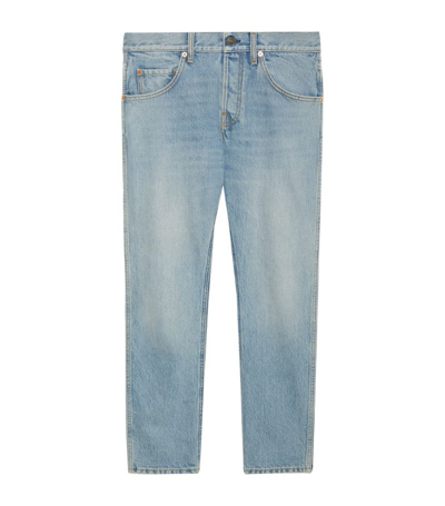 Shop Gucci Tapered Straight Jeans In Blue
