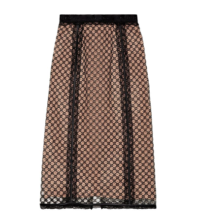 Shop Gucci Gg Supreme Midi Skirt In Black