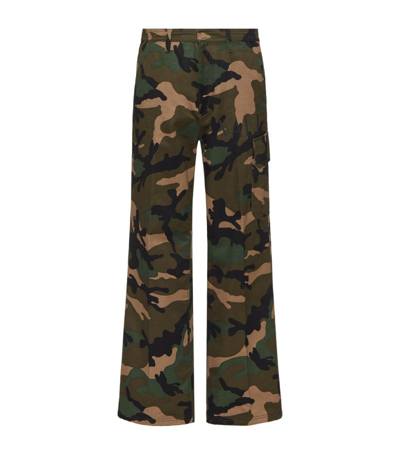 Shop Valentino Camouflage Print Cargo Trousers In Green