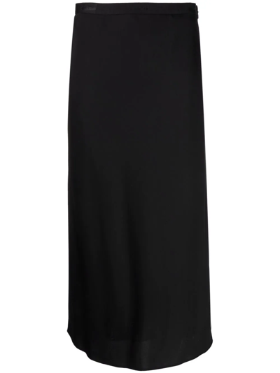 Shop Calvin Klein Logo-waistband Midi Skirt In Black