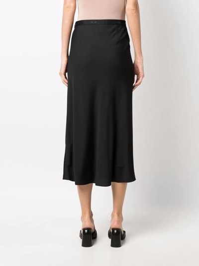 Shop Calvin Klein Logo-waistband Midi Skirt In Black
