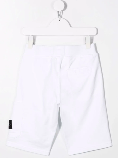 Shop Stone Island Junior Compass-patch Joggers Shorts In White