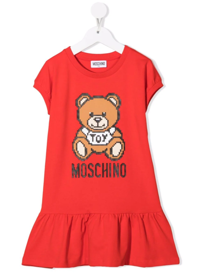 Shop Moschino Teddy Bear Print T-shirt Dress In Red