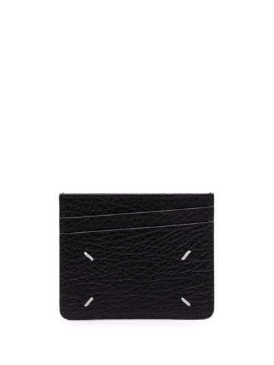 Maison Margiela Pebbled-effect Asymmetric Cardholder In Black