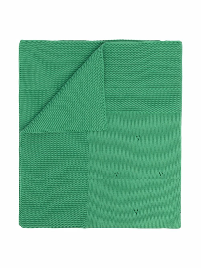 Shop Little Bear Chunky Ribbed-knit Blanket In Green