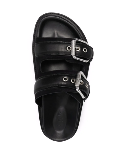 Shop Iro Bolum Double-strap Slides In Black