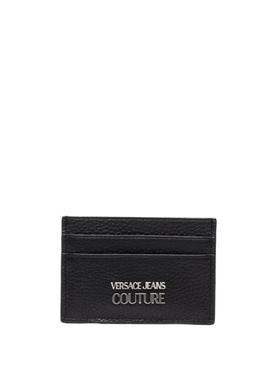 Shop Versace Jeans Couture Grained Logo-plaque Cardholder In Black