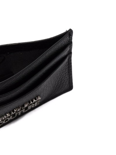 Shop Versace Jeans Couture Grained Logo-plaque Cardholder In Black