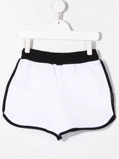 Shop Balmain Two-tone Cotton Shorts In White