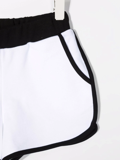 Shop Balmain Two-tone Cotton Shorts In White
