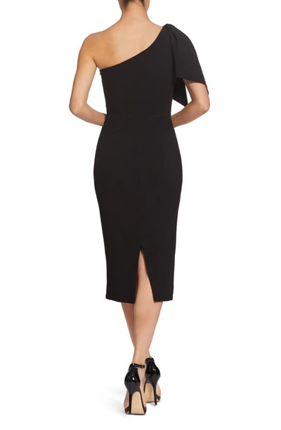 Shop Dress The Population Tiffany One-shoulder Midi Dress In Black