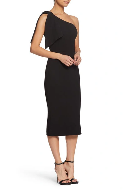 Shop Dress The Population Tiffany One-shoulder Midi Dress In Black