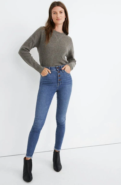 Shop Madewell 10-inch High-rise Skinny Jeans: Button-front Edition In Mackey Wash