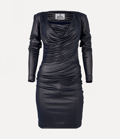 Shop Vivienne Westwood Stripped Elizabeth Jersey Dress In Silver