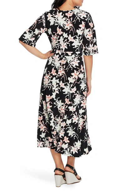 Shop Chaus Floral Wrap Front Belted Midi Dress In Rich Black