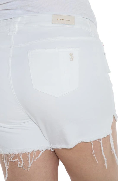 Shop Slink Jeans Frayed Hem Denim Shorts In White