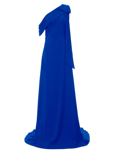 Shop Tadashi Shoji Women's One-shoulder Bow Crepe Gown In Royal Blue