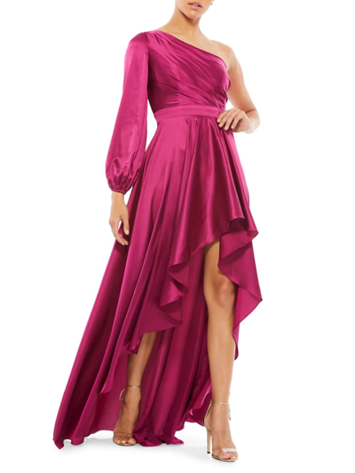 Shop Mac Duggal Women's Ieena High-low One-shoulder Gown In Berry
