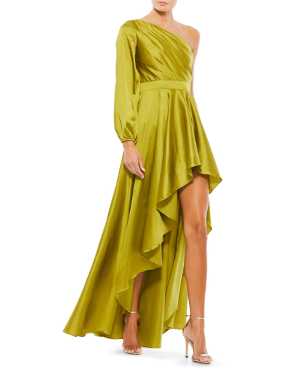 Shop Mac Duggal Women's Ieena High-low One-shoulder Gown In Chartreuse