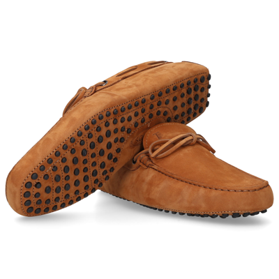 Shop Tod's Moccasins Gommini Suede In Brown