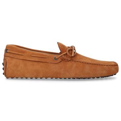 Shop Tod's Moccasins Gommini Suede In Brown