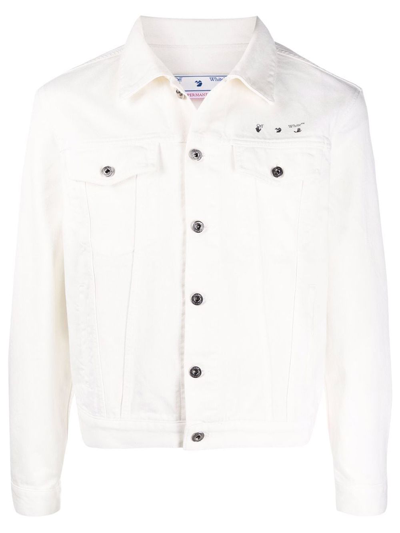 Shop Off-white Caravaggio Arrow Slim-fit Denim Jacket White