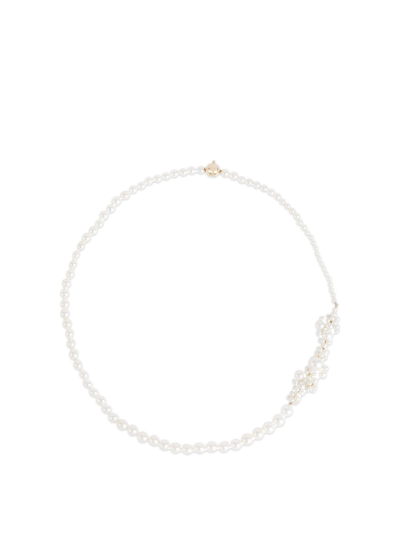 Shop Sophie Bille Brahe Peggy Fontaine Pearl Cluster Necklace In White