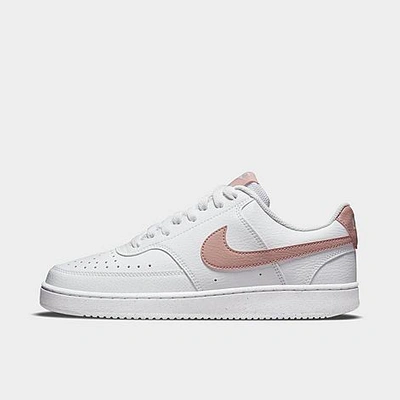 Shop Nike Women's Court Vision Low Next Nature Casual Shoes In White/pink Oxford