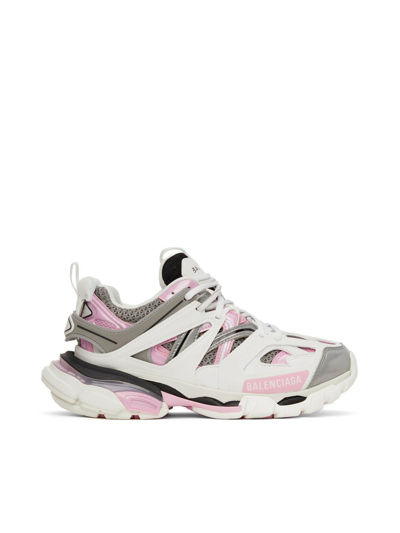 Shop Balenciaga White & Pink Track 2.0 Sneakers