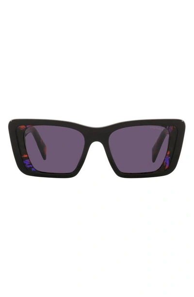 Shop Prada 51mm Square Sunglasses In Black/ Havana Abstract/ Violet