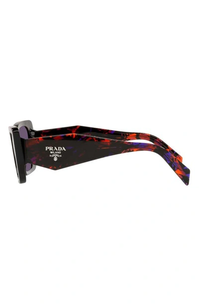 Prada Symbole 51mm Rectangular Sunglasses In Black/ Havana Abstract/ Violet