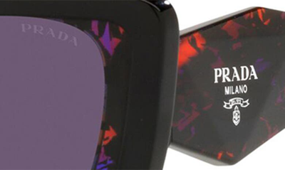 Prada Symbole 51mm Rectangular Sunglasses In Black/ Havana Abstract/ Violet
