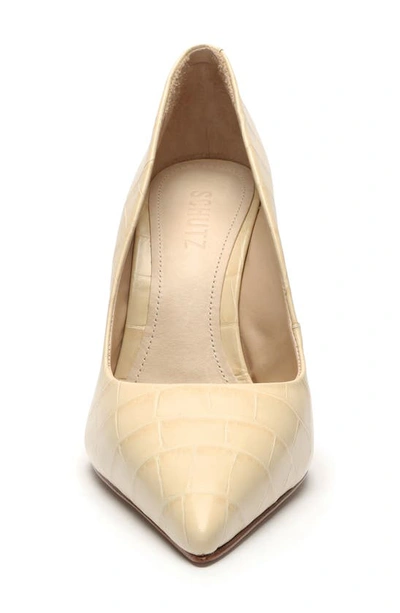 Shop Schutz Lou Pointed Toe Pump Women) In Egg Shell Leather