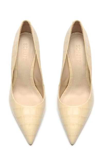 Shop Schutz Lou Pointed Toe Pump Women) In Egg Shell Leather