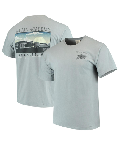 Shop Image One Men's Gray Navy Midshipmen Team Comfort Colors Campus Scenery T-shirt