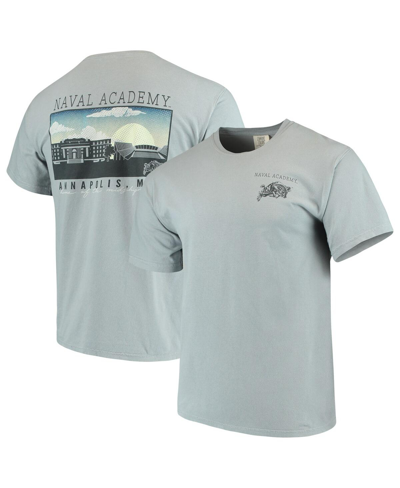 Image One Men's Gray Navy Midshipmen Team Comfort Colors Campus Scenery T-shirt In Gray