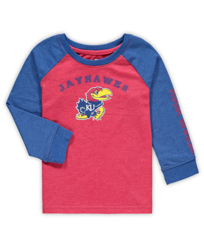 Colosseum Toddler Boys And Girls  Heathered Red Kansas Jayhawks Long Sleeve Raglan T-shirt In Heathered Red