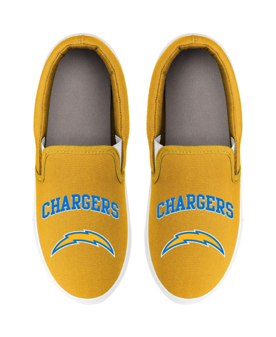Shop Foco Women's  Los Angeles Chargers Big Logo Slip-on Sneakers In Yellow