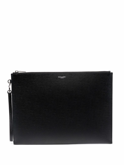 Shop Saint Laurent Envelope Clutch Bag In Black