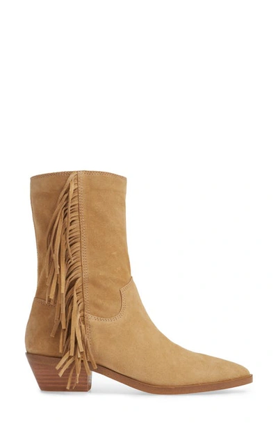 Shop Rebecca Minkoff Krissa Fringed Bootie In Beige Suede