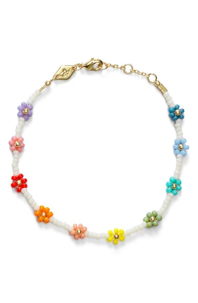 Shop Anni Lu Flower Power Beaded Bracelet In Multicolor