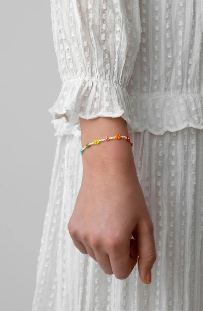 Shop Anni Lu Flower Power Beaded Bracelet In Multicolor