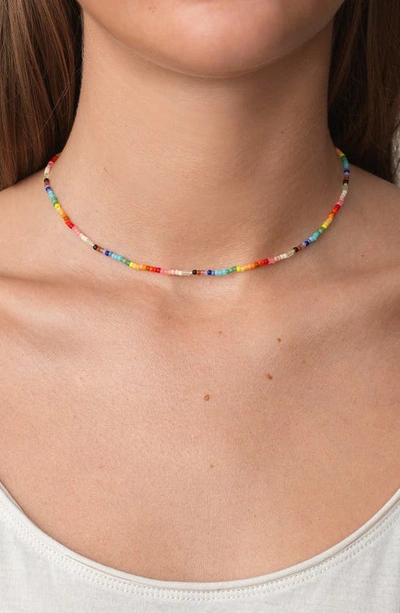 Shop Anni Lu Nuanua Beaded Necklace In Rainbow