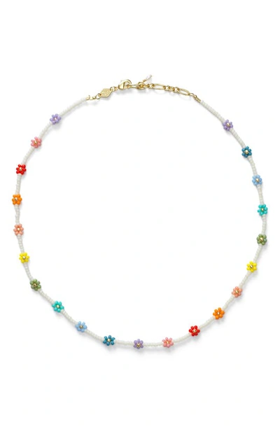 Shop Anni Lu Flower Power Beaded Necklace In Multicolor