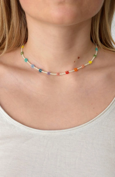 Shop Anni Lu Flower Power Beaded Necklace In Multicolor