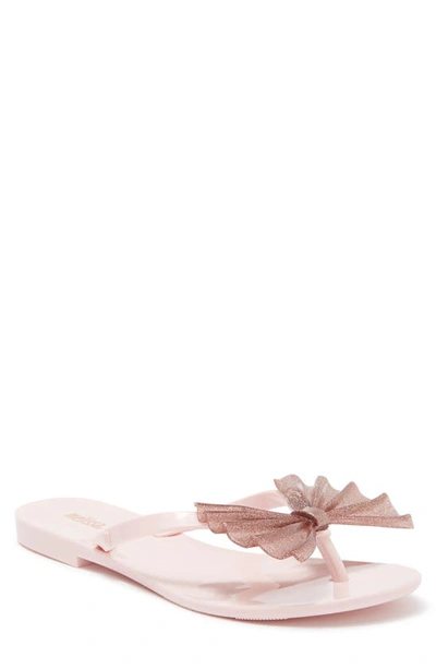 Shop Melissa Harmonic Bow Vi Flip Flop In Pink/ Glitter Multico